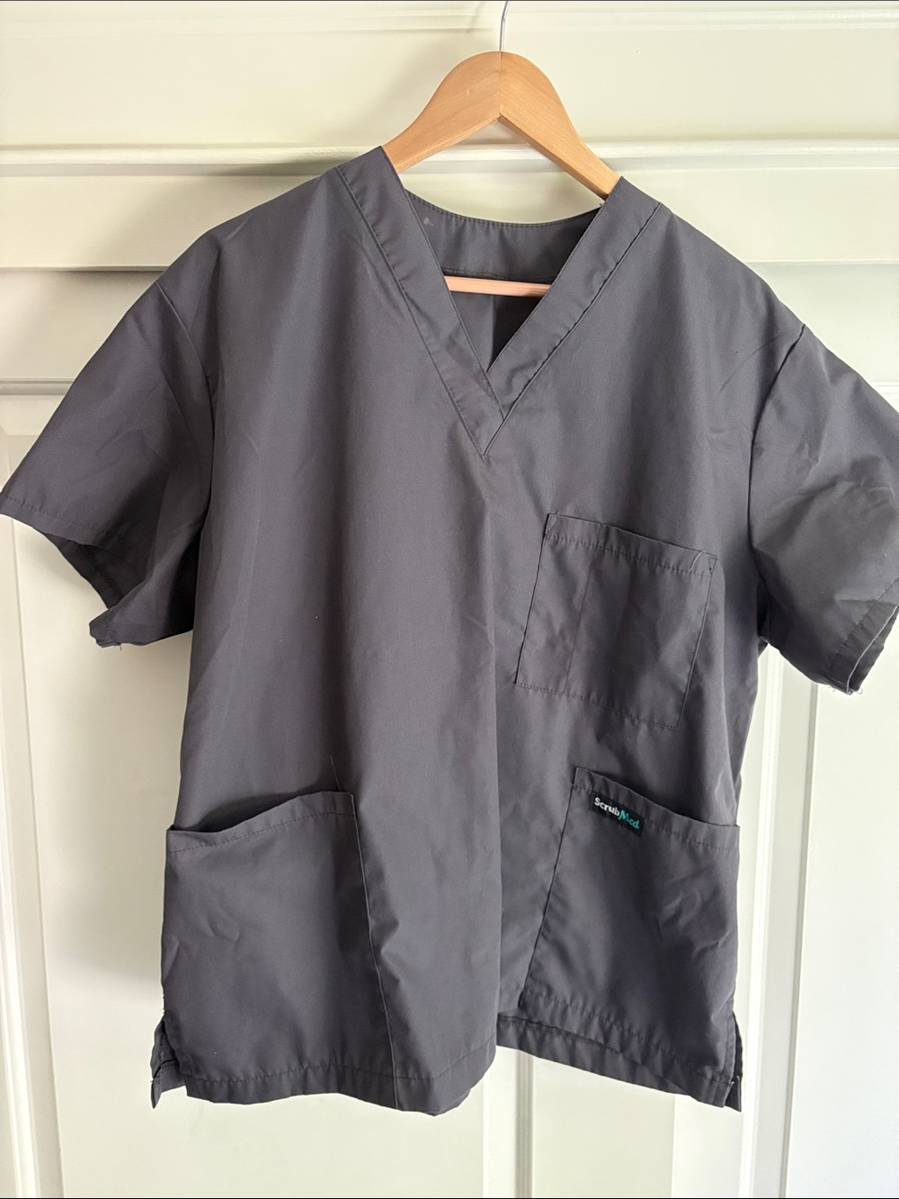 Gray V-Neck Scrub Top - Classic Work Tunic